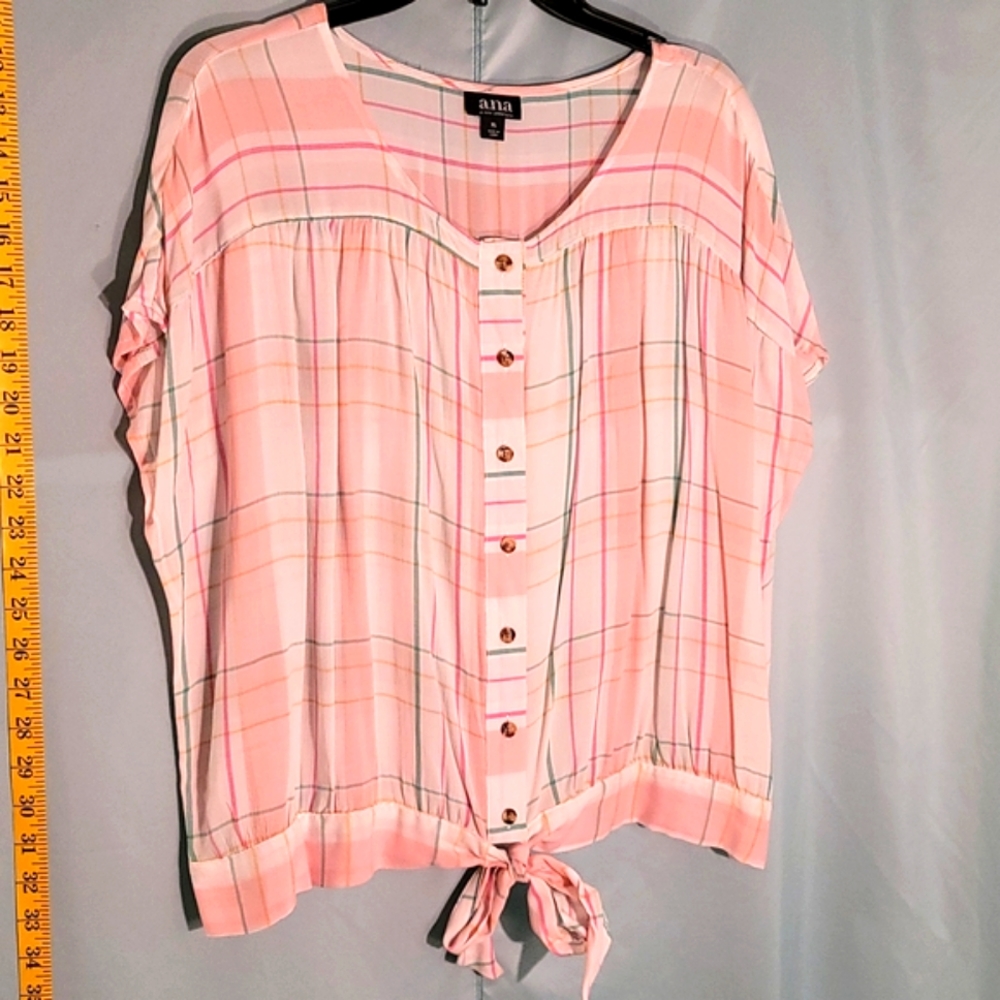 A. N. A. Women's XL Plaid Top